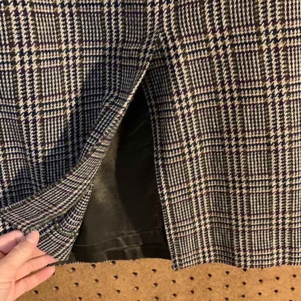 VTG Leslie Fay Wool Midi Skirt Pencil Purple Plaid Academia Preppy Old Money 12 - Picture 5 of 6